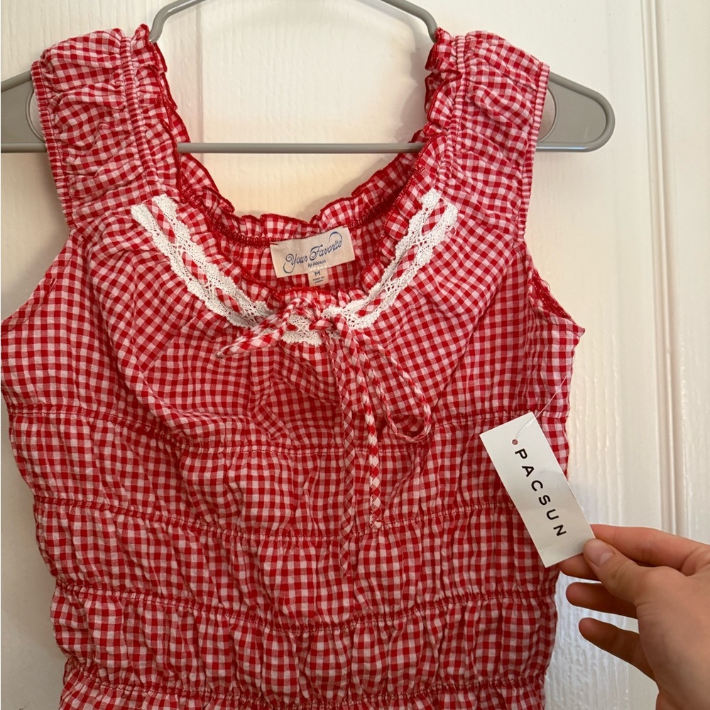 PacSun Red Gingham Sleeveless Top